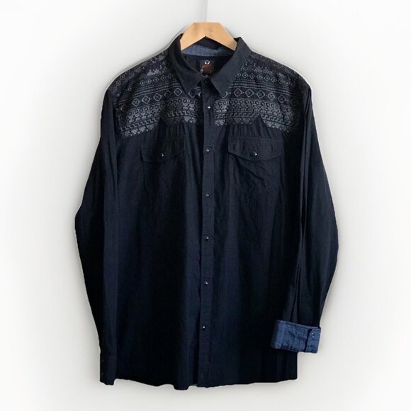 Moon Shine Spirit Embroidered Pearl Snap Shirt Men Size XL Western Button Up - Picture 1 of 8